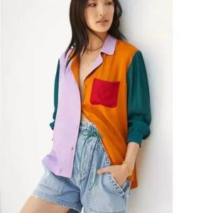 ANTHROPOLOGIE FARM RIO Puff-Sleeved Button-down Shirt